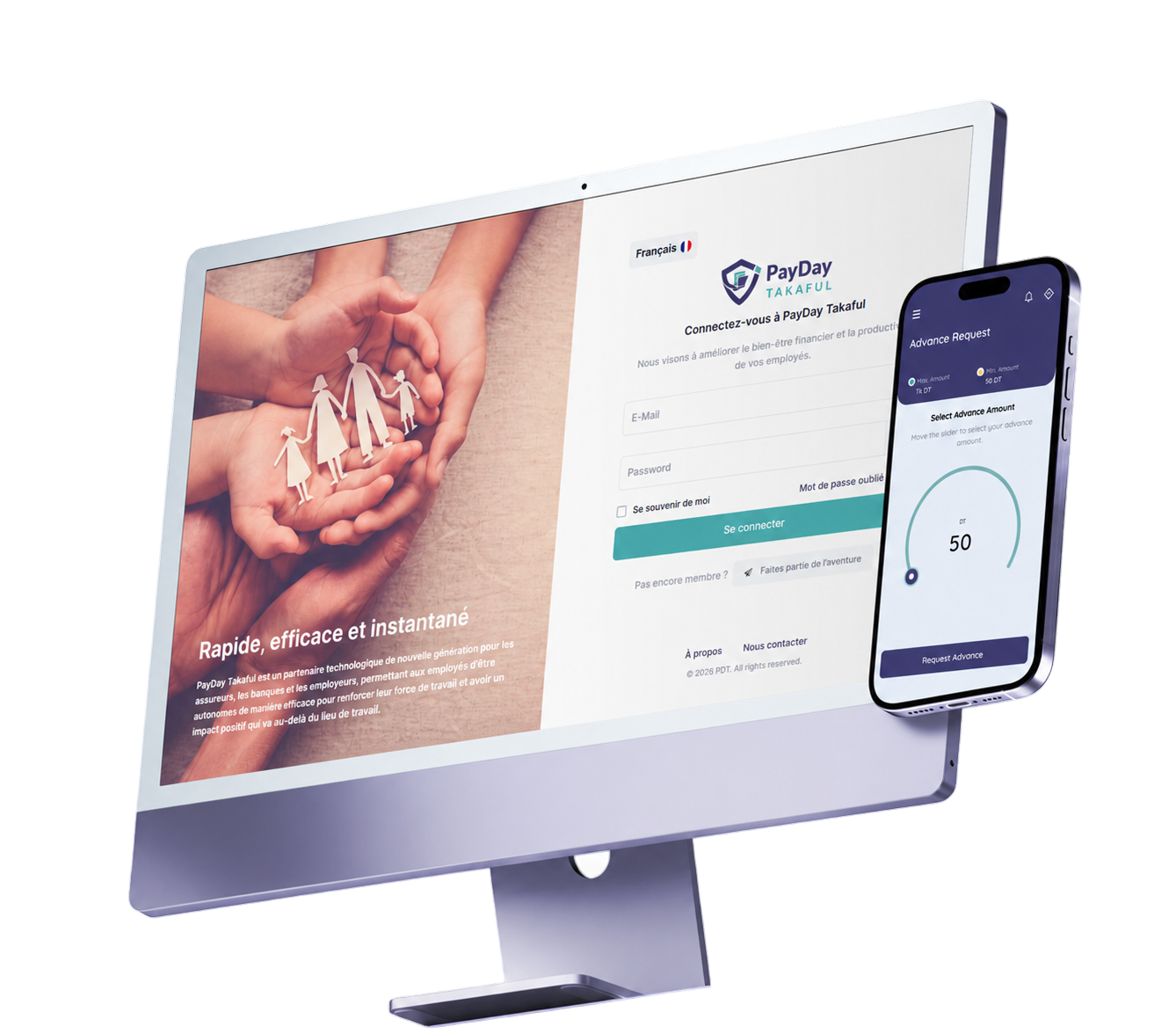 PayDay Takaful platform on desktop and mobile